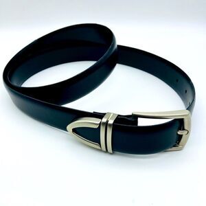 EuroMetal Leather Belt with Silver Buckle SZ 36/90 Italy
